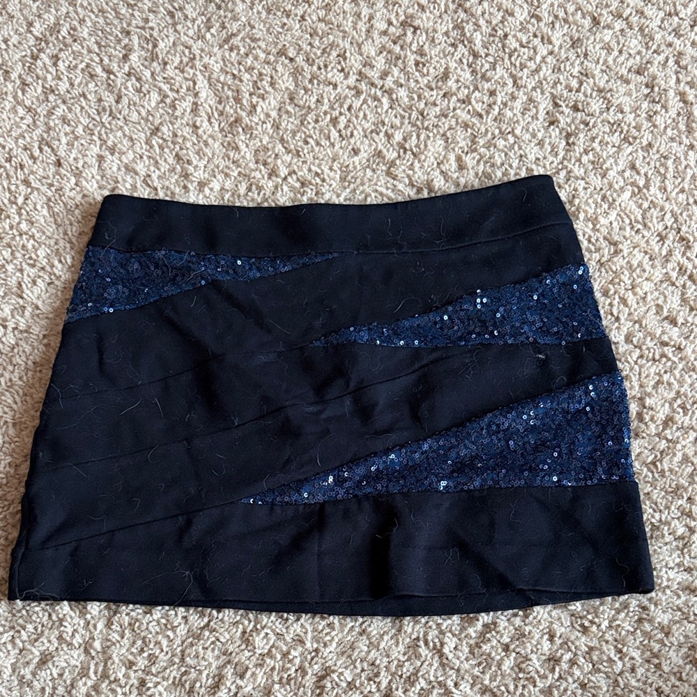 Express Black Mini Skirt with Blue Sequins